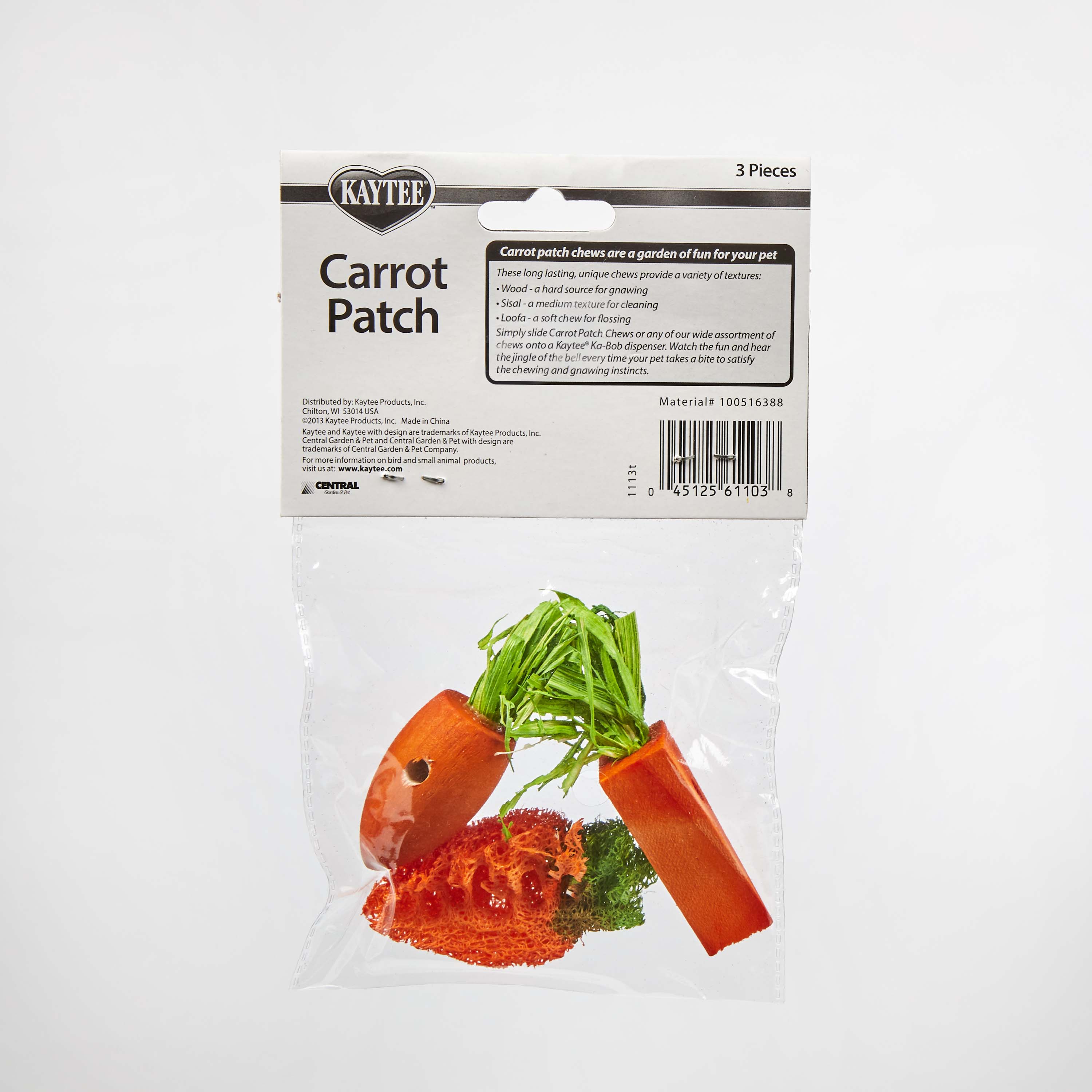 Kaytee Chew Toy Carrot Patch Back of Package