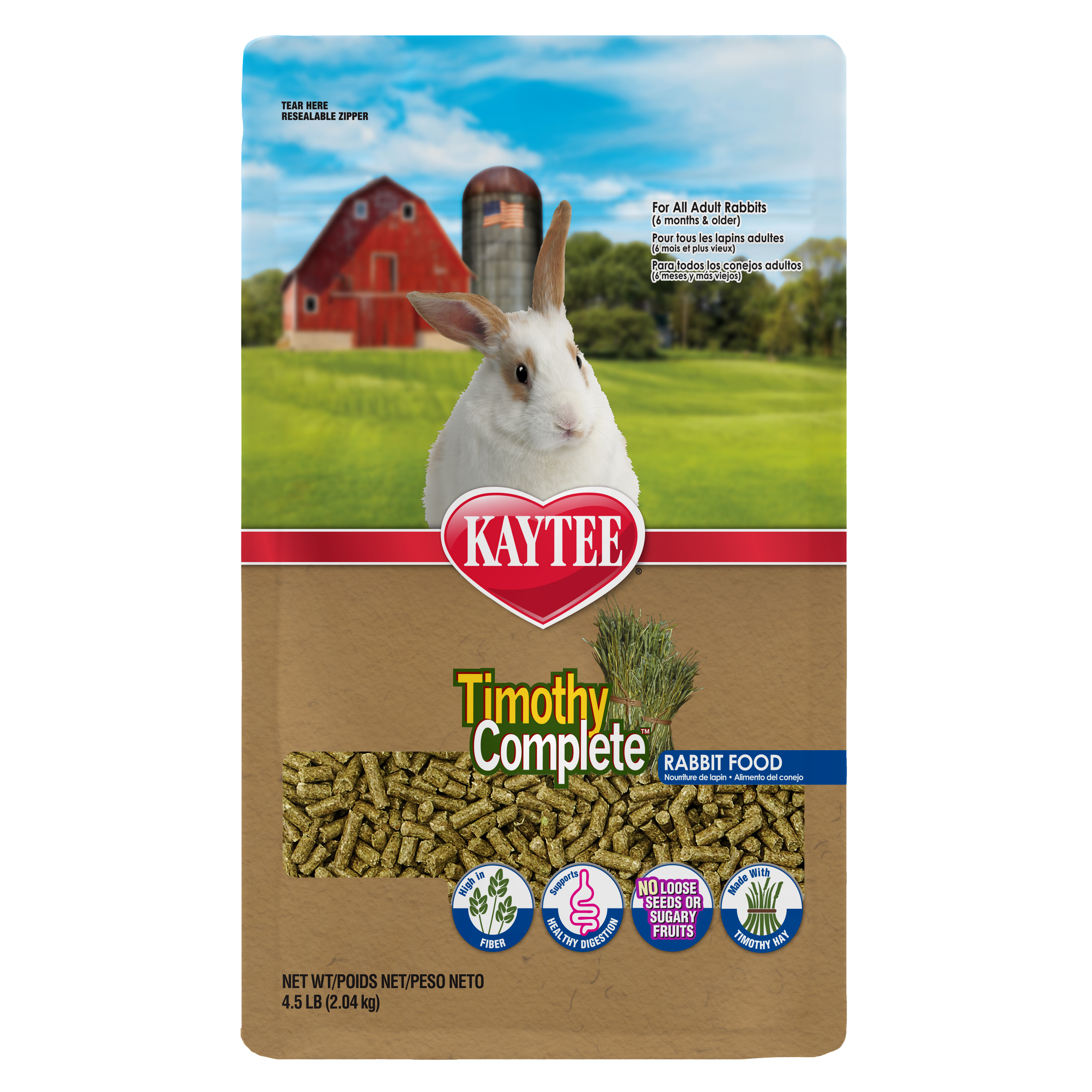 Kaytee Premium Alfalfa Free Timothy Fiber Diet for Rabbits