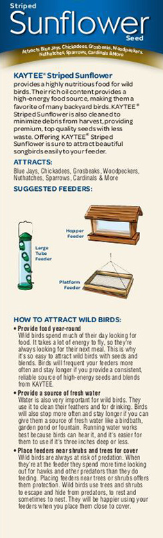 Kaytee Striped Sunflower Seed Feeding Instructions