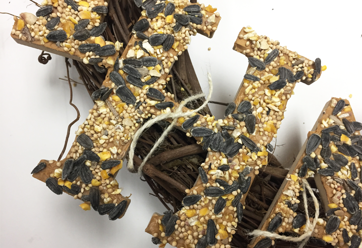 DIY Wreath to feed wild birds and squirrels