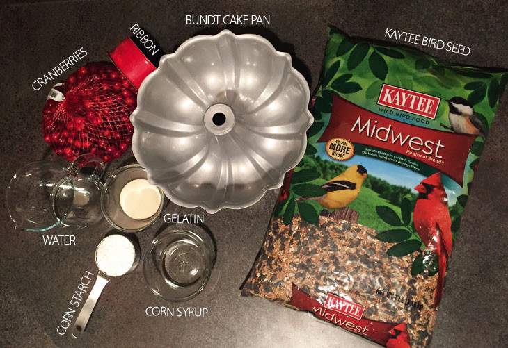 DIY Bird Seed Wreath Ingredients